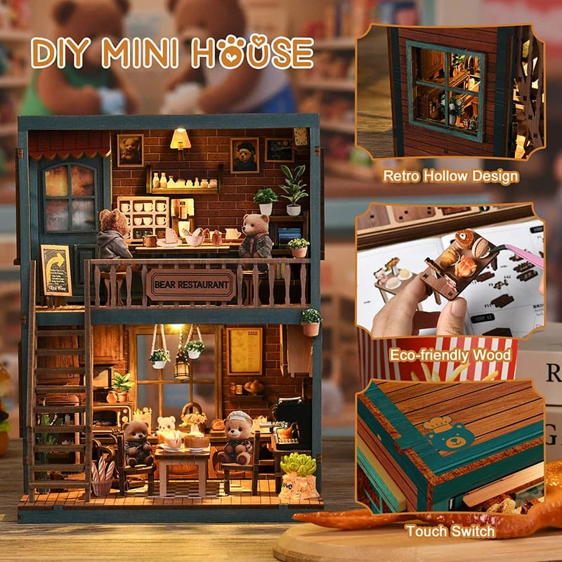 Bear Restaurant Miniature House Kit